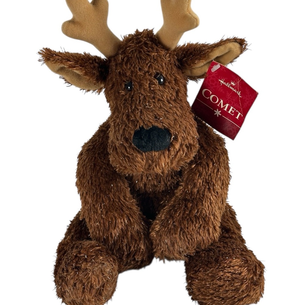 Hallmark Comet Plush Reindeer in Brown and Tan, Sparkly Christmas Stuffed Toy